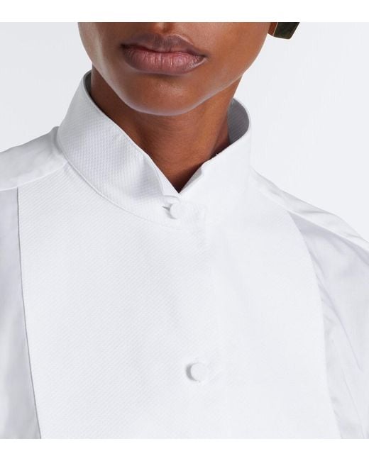 Tom Ford White Cotton Twill Tuxedo Shirt