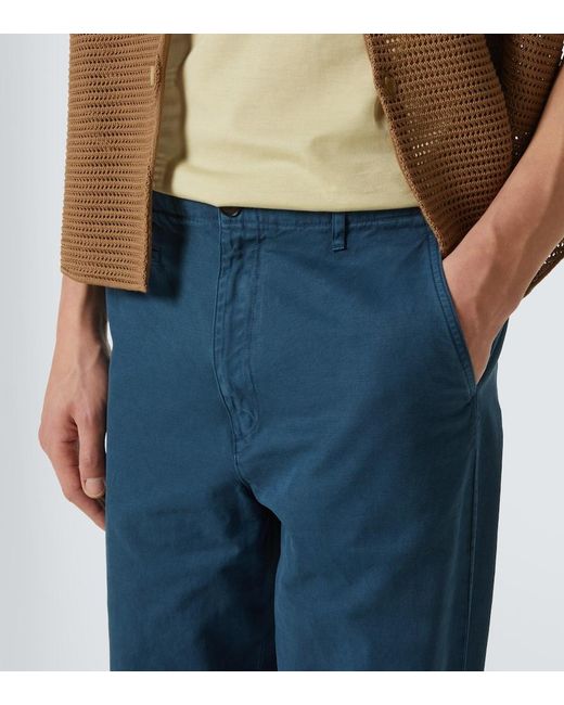 Auralee Blue Cotton Gabardine Chinos for men