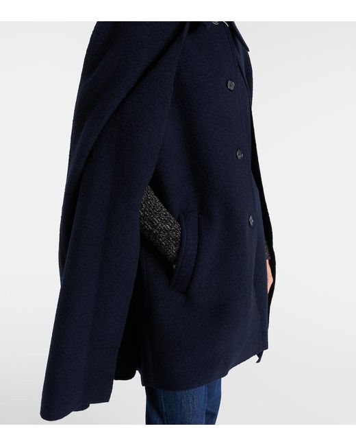 Totême Blue Wool Boucle Cape