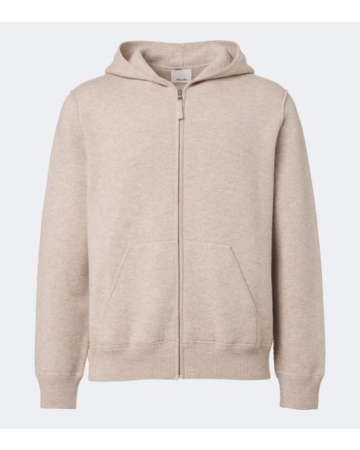 Allude Natural Knitted Wool And Cashmere Zip-Up Hoodie for men