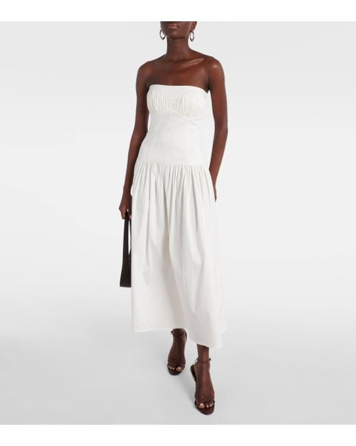 TOVE White Lauryn Strapless Cotton-blend Midi Dress