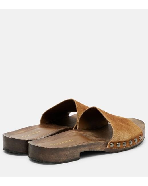 Miu Miu Brown Clogs Aus Veloursleder