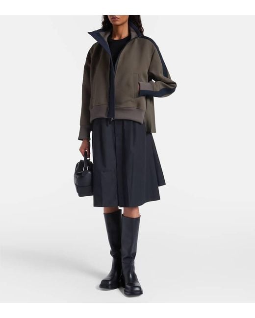 Sacai Green Jacke Aus Matelasse Und Twill