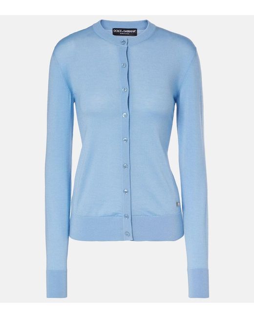 Dolce & Gabbana Blue Cardigan Dg Aus Kaschmir Und Seide