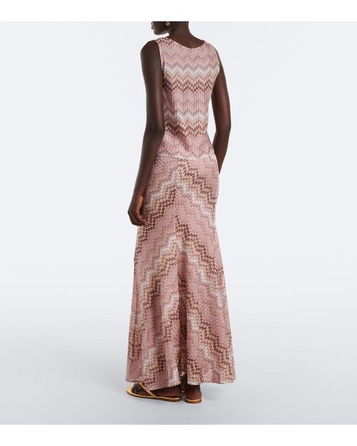 Missoni Pink Zigzag Knitted Maxi Skirt