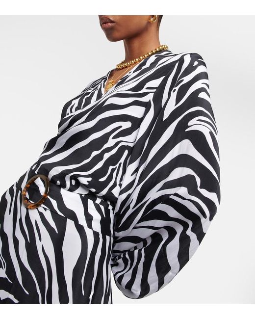 Alexandra Miro Black Tabitha Zebra-print Crop Top