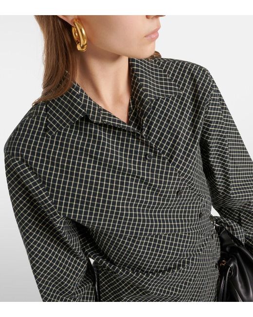 Proenza Schouler Gray Label Lane Checked Cotton Wrap Dress