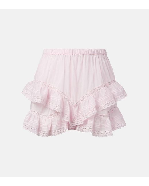 Shorts Geana De Algodon Con Encaje Isabel Marant de color Pink