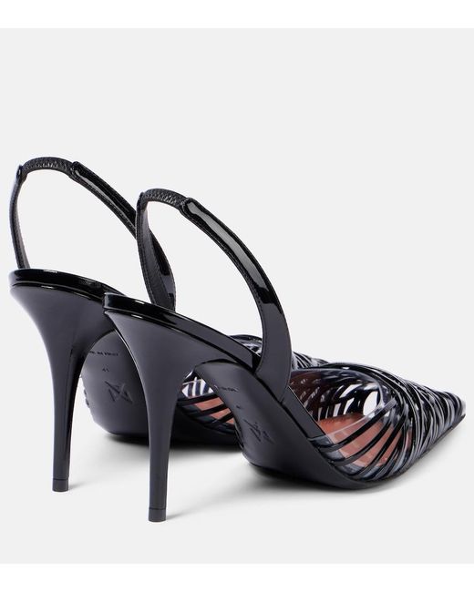 AMINA MUADDI Black Lori 90 Patent Leather And Pvc Slingback Pumps