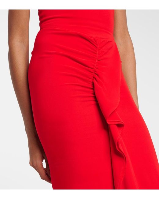 TOVE Red Beth Ruffled Maxi Dress