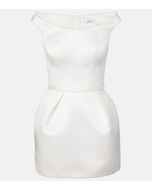 Safiyaa White Bridal Senka Off-Shoulder Minidress