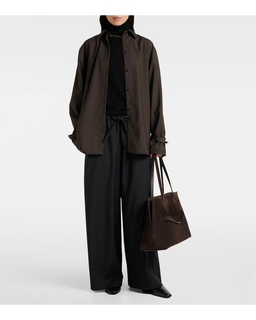 Totême Brown Oversized Wool Shirt