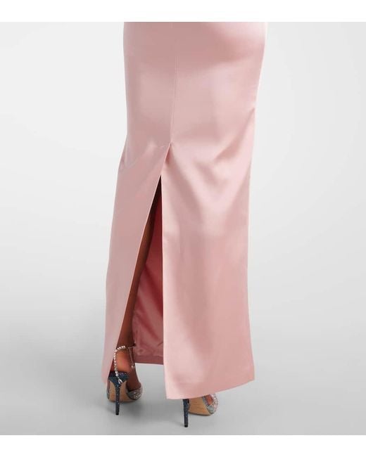 The New Arrivals Ilkyaz Ozel Pink Sisu Bow-Detail Satin Gown