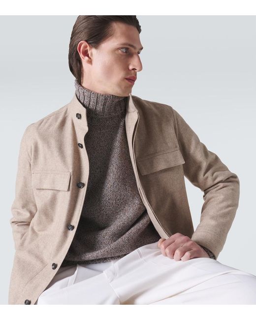 Zegna Gray Cashmere Turtleneck Top for men