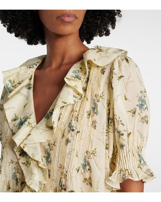 Doen Metallic Henri Floral Cotton Voile Top