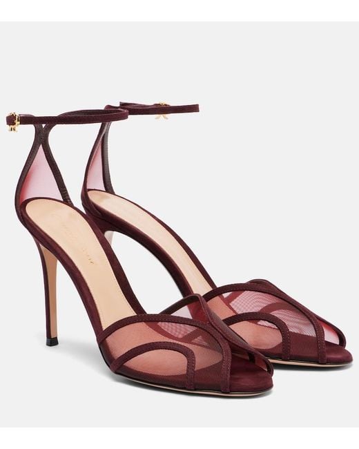 Gianvito Rossi Red 95 Suede And Mesh Sandals