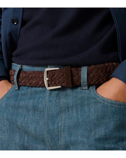 Loro Piana Brown Alsavel Braided Suede Belt for men