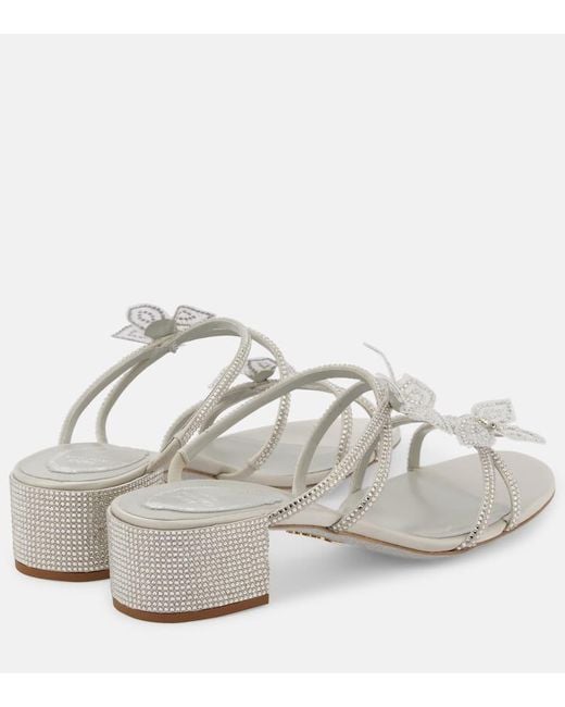 Rene Caovilla White Caterina Embellished Bow-Detail Sandals
