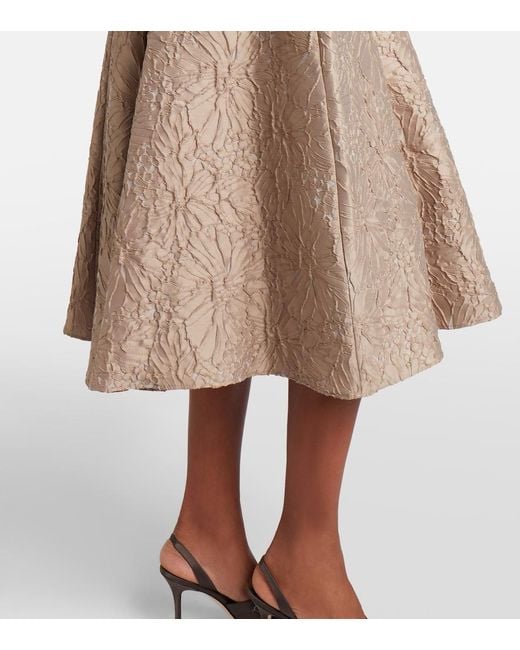 Max Mara Brown Belted Jacquard Midi Dress