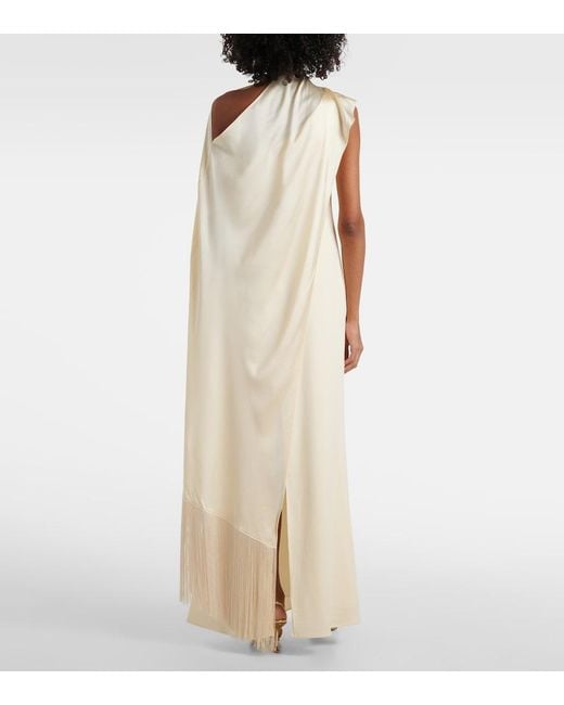 Taller Marmo White Berenson Caped Crepe Cady Gown