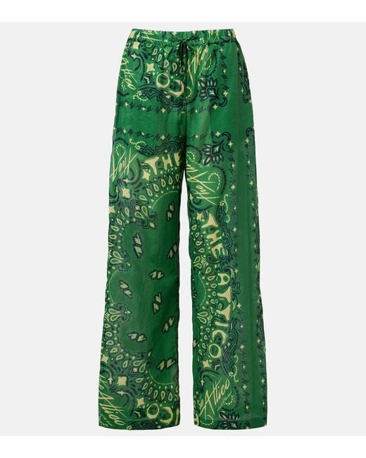 The Attico Green Bandana Cotton Muslin Palazzo Pants