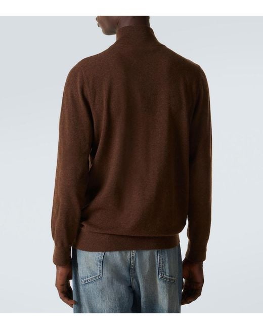 arch4 Brown Mr Fenchurch Cashmere Half-Zip Sweater for men