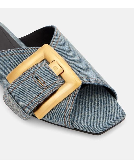 Balmain Blue Anthem Denim Slides