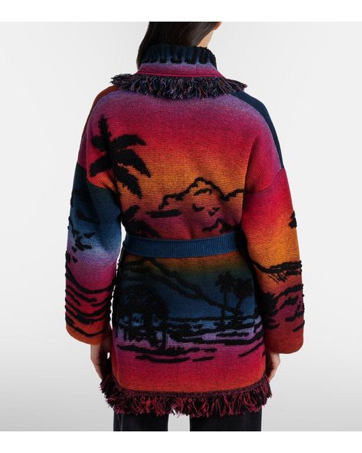 Alanui Red Sunset Stories Cashmere-Blend Cardigan