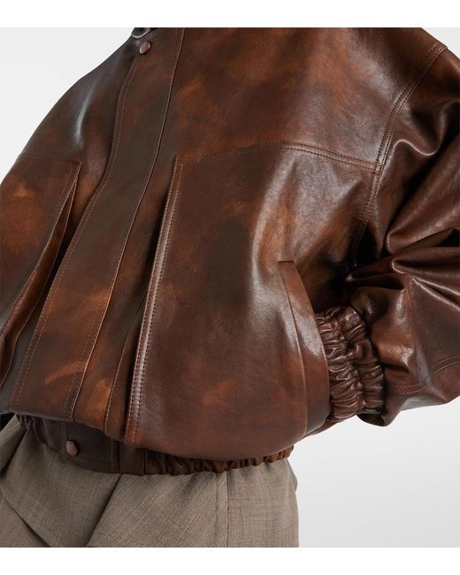 Magda Butrym Brown Leather Blouson Jacket