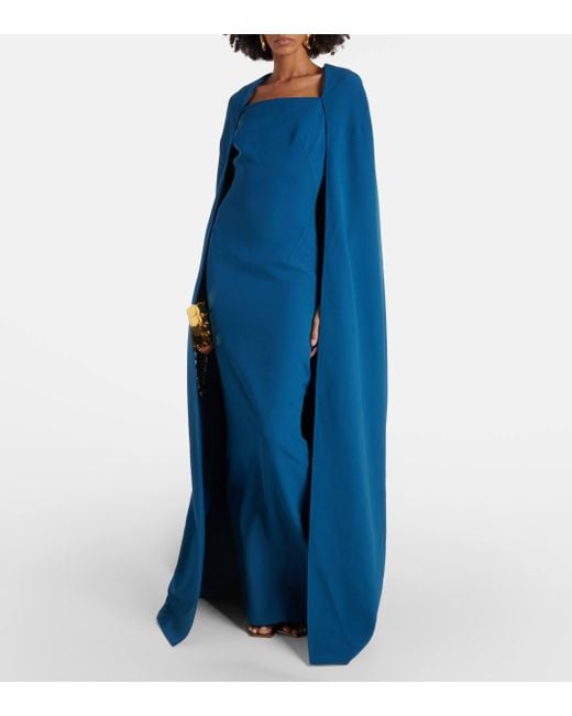 Robe longue Cinza en crepe Safiyaa en coloris Blue