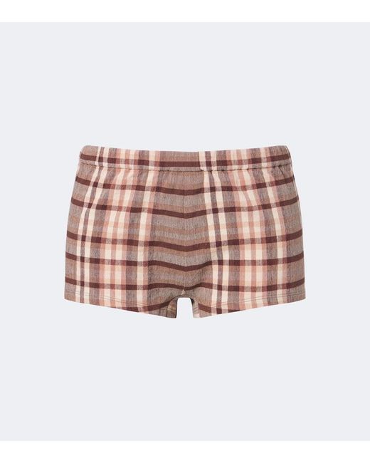 Staud Pink Nilo Checked Linen-Blend Shorts