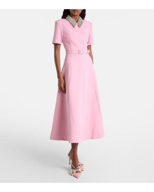 Rebecca Vallance Pink Xena Embellished Crepe Midi Dress