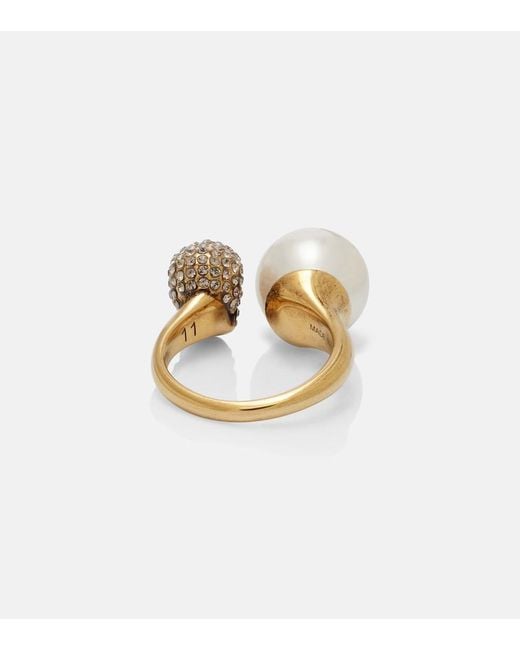 McQueen White Skull Embellished Ring