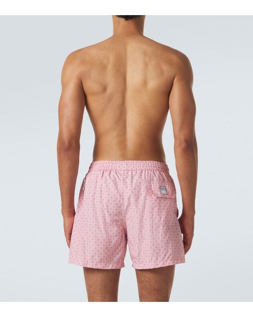 Fedeli Pink Madeira Printed Swim Trunks for men