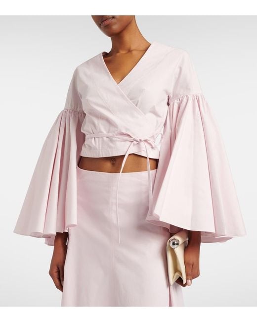 Jacquemus Pink Paysan Cotton Poplin Wrap Top