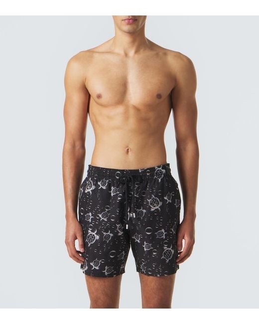 Vilebrequin Black Mahina Printed Swim Trunks for men