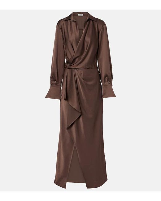 Jonathan Simkhai Brown Wickelkleid Talita Aus Satin
