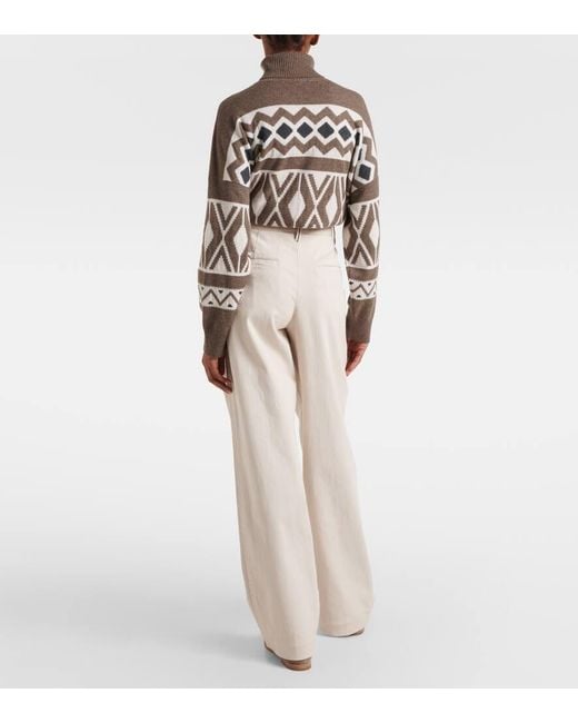 Brunello Cucinelli White High-Rise Wide-Leg Jeans