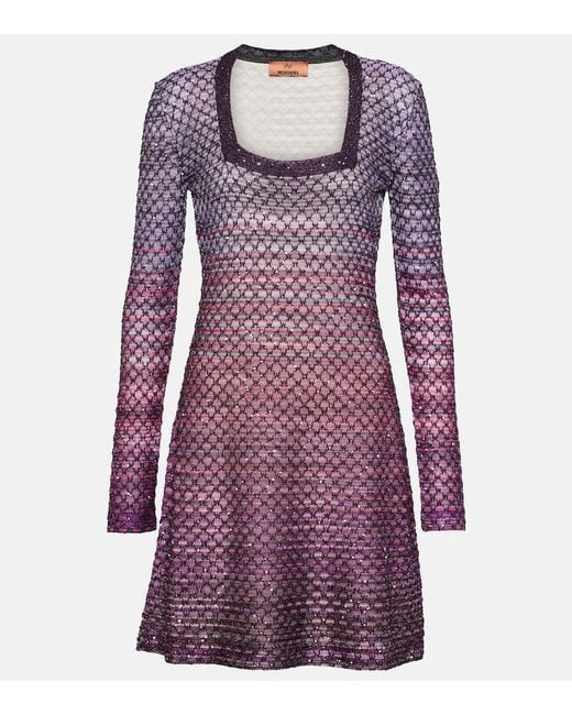 Missoni Purple Sequin-embellished Gradient-effect Minidress