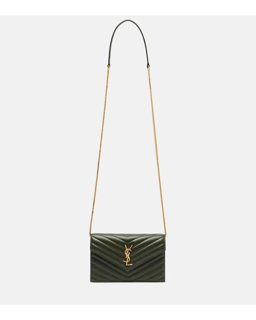 Saint Laurent White Cassandre Envelope Leather Wallet On Chain
