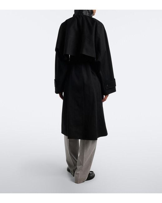 Bottega Veneta Black Intrecciato Cotton Trench Coat