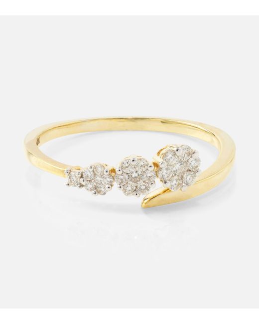 STONE AND STRAND White Burst Galaxy 10kt Yellow Gold Ring With Diamonds
