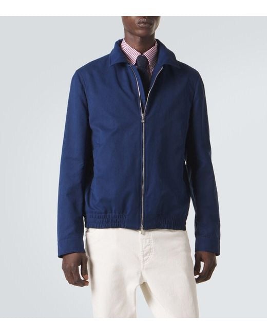 Brunello Cucinelli Blue Technical Blouson Jacket for men