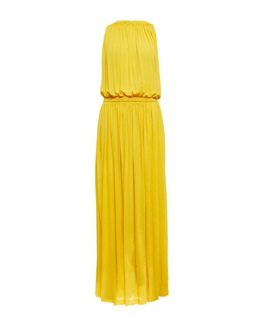 Loro Piana Draped Chiffon Maxi Dress in Yellow | Lyst