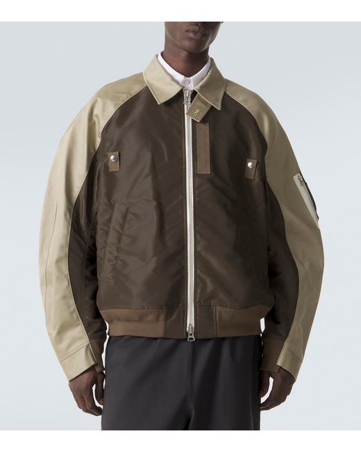 Sacai Green Cotton Chino And Twill Blouson Jacket for men