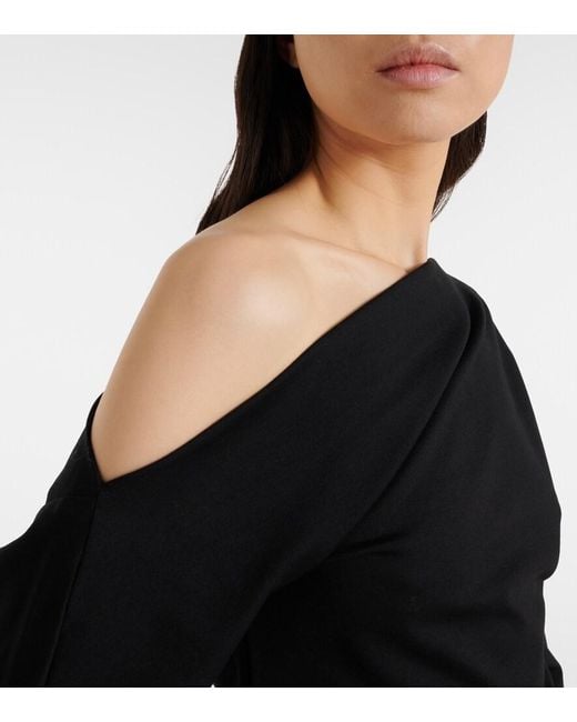 Rohe Black Draped One-Shoulder Top