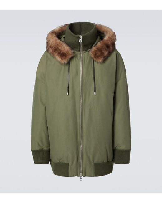 Loewe Green Shearling-Trimmed Technical Puffer Coat for men