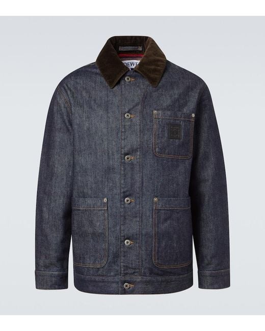 Loewe Blue Denim Jacket With Logo Patch for men
