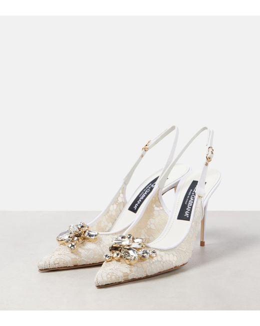 Dolce & Gabbana Natural Lace Slingback Pumps