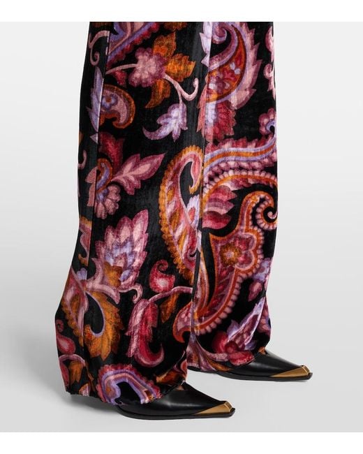 Etro Red Jacquard Straight Pants
